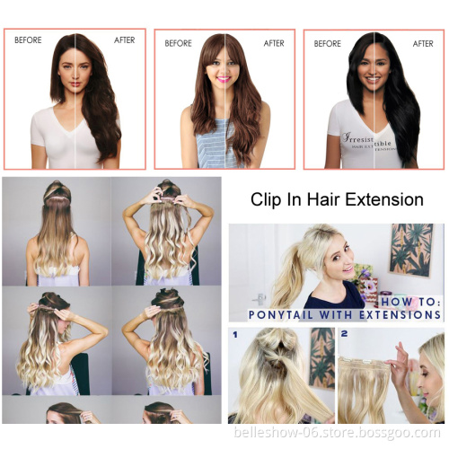 Hot sell 6pc Wholesale Price Directly Factory Price Best Quality Hair clip on hair extensions straight synthetic hair